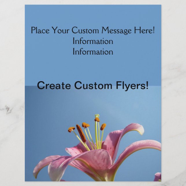 Create Custom Flyers! Pink Lily Flower Blue Sky Flyer (Front)