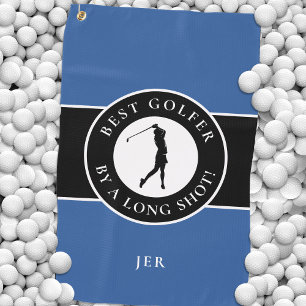 Create Custom Fun Golf Lover Modern Golfer Blue Towel