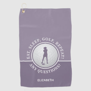 Create Custom Fun Golf Lover Modern Golfer Purple Towel