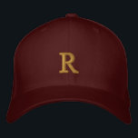 Create Custom Monogram Mens Womens Kids Boys Girls Embroidered Hat<br><div class="desc">Create your own custom, personalised, golden monogrammed, cool, stylish, high-quality, really comfortable fit, embroidered, stretchable flexfit wool kids boys girls teens mens womens unisex baseball cap / hat, with your monogram on the front, silver underbill, fused hard buckram 8.89 cm. crown, 6 sewn eyelets for breathability, and taped seams. Simply...</div>