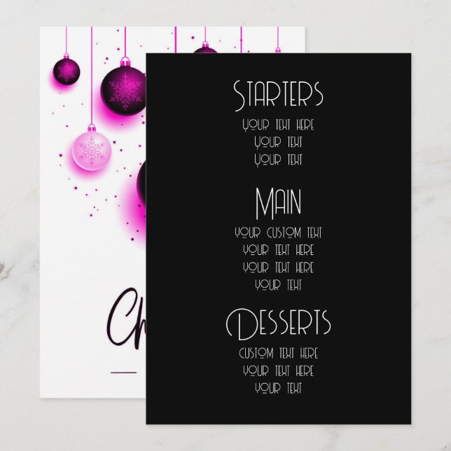 Create Custom Ornaments Christmas Menus (Front/Back)