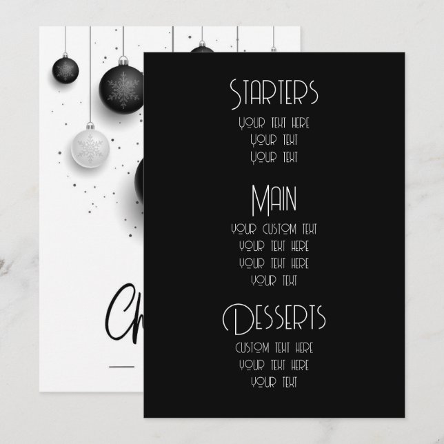 Create Custom Ornaments Christmas Menus (Front/Back)
