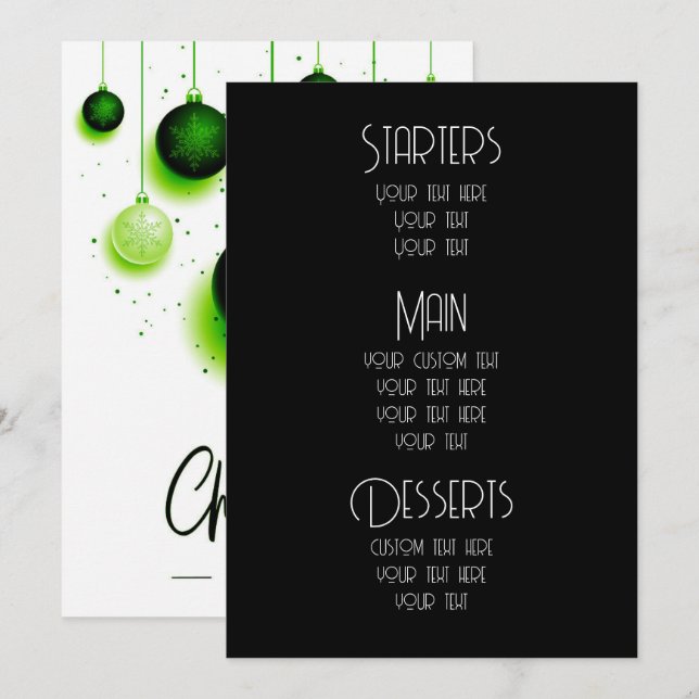 Create Custom Ornaments Christmas Menus (Front/Back)