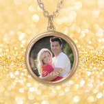 Create Custom Personalised Gold Finish Round Photo Gold Plated Necklace<br><div class="desc">Create your own custom, personalised, UV resistant and waterproof, monogrammed, stylish, premium gold finish metal round charm photo necklace. Simply add your photo (your photo or family / couple / kids / pet photo) and text (your name or couples names / wedding date / monogram / initials), to customise. While...</div>