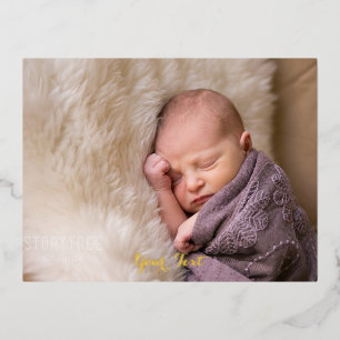 Create Custom Personalised Photo Text Gold Foil In Foil Invitation Postcard