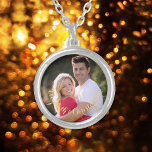 Create Custom Personalised Photo Text Round Charm Silver Plated Necklace<br><div class="desc">Create your own custom, personalised, UV resistant and waterproof, monogrammed, stylish, premium sterling silver plated metal round charm photo necklace. Simply add your photo (your photo or family / couple / kids / pet photo) and text (your name or couples names / wedding date / monogram / initials), to customise....</div>