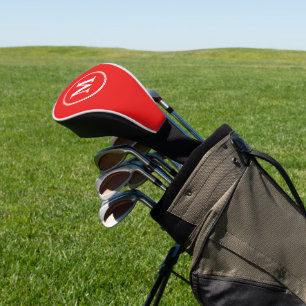 Create Custom Personalised Red White Monogrammed Golf Head Cover