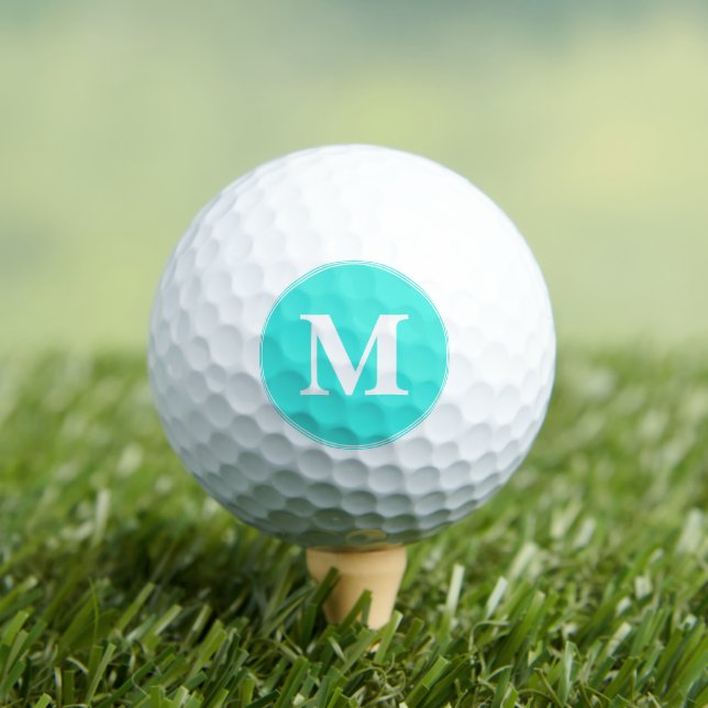 Create Custom Personalised Teal White Monogrammed Golf Balls (Insitu Tee)