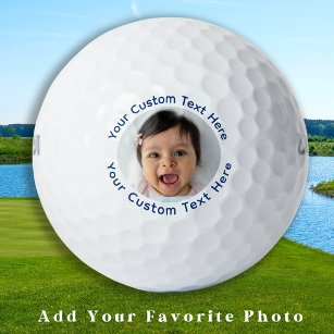 Create Custom Photo Golfer Blue Personalised Text Golf Balls