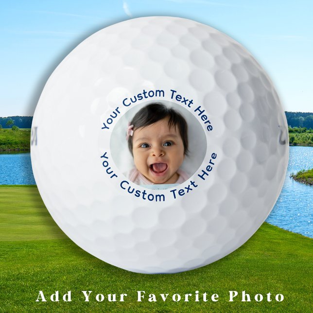 Create Custom Photo Golfer Blue Personalised Text Golf Balls (Creator Uploaded)