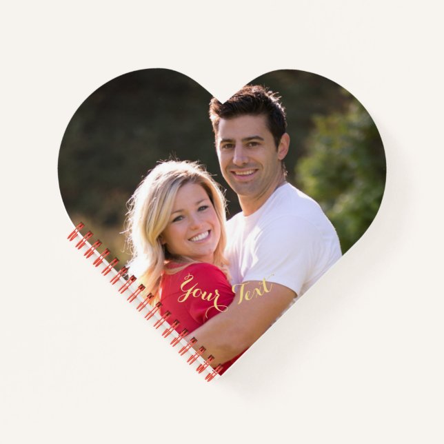 Create Custom Photo Text Heart Shaped Spiral Bound Notebook (Front)