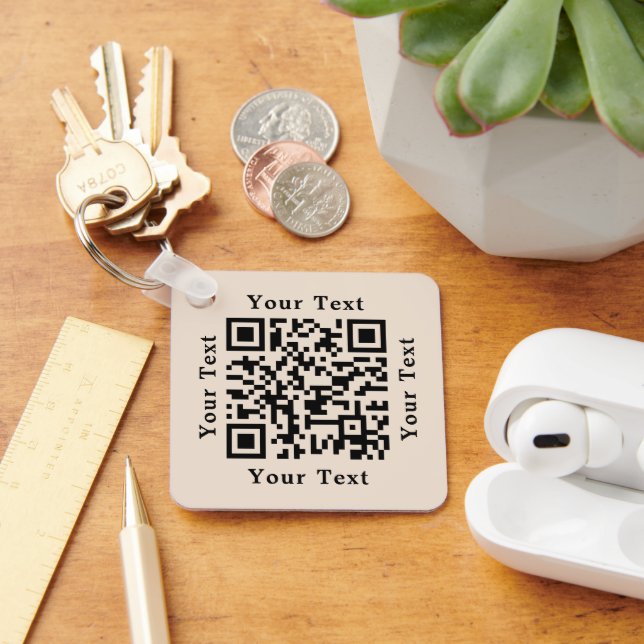 Create Custom Scan QR Code Business Company Logo Key Ring (Desk)
