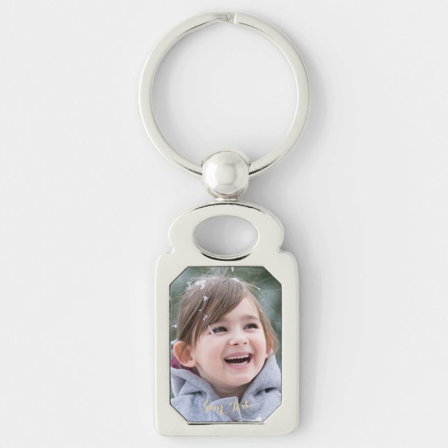 Create Custom Silver Coloured Metal Photo Keychain (Front)