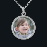 Create Custom Sterling Silver Round Photo Necklace<br><div class="desc">Create your own custom, personalised, monogrammed, beautiful, stylish, UV resistant and waterproof, 100% sterling silver round photo charm necklace. Simply add your photo (your photo or family / couple / kids / pet photo) and text (your name or couples names / wedding date / monogram / initials), to customise. While...</div>