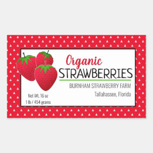 Create Custom Strawberry Food Packaging Rectangular Sticker