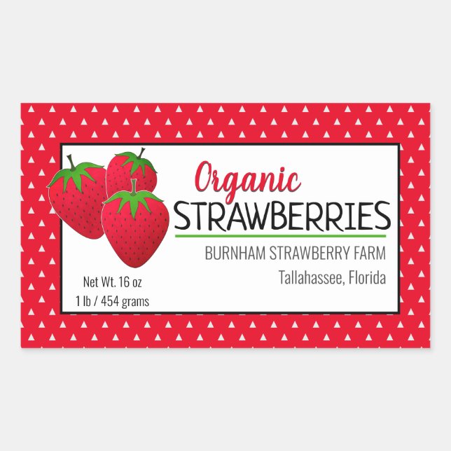 Create Custom Strawberry Food Packaging Rectangular Sticker (Front)