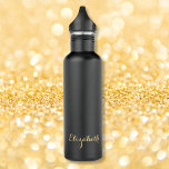 Create Custom Stylish Gold Monogrammed Matte Black 710 Ml Water Bottle<br><div class="desc">Create your own custom, personalized, cool, chic, stylish, lightweight, durable, crack proof, spill proof, elegant faux gold typography script, classy stainless steel matte black water bottle. Simply type in your name / kids name / family name / company name, to customize. Makes a great gift for wedding, birthday, graduation, fathers...</div>