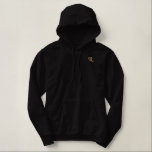 Create Custom Womens Faux Gold Monogram Warm Black Embroidered Hoodie<br><div class="desc">Create your own custom, personalised, comfortable, warm, toasty, womens embroidered monogram / initials pullover hoodie sweatshirt. Simply type in your initial / monogram, to customise. Makes a great custom gift, for sister, daughter, mother, wife, girlfriend, grandma, godmother, goddaughter, grandmother, granddaughter, bride, bridesmaid, niece, cousin, aunt, mum, daughter in law, mother...</div>