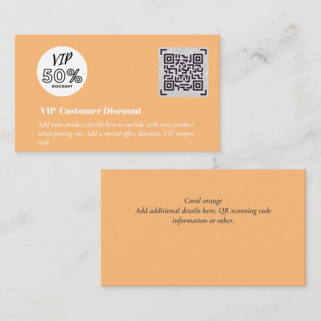 Create Customer VIP Discount Packaging QR Codes Enclosure Card (Front/Back)