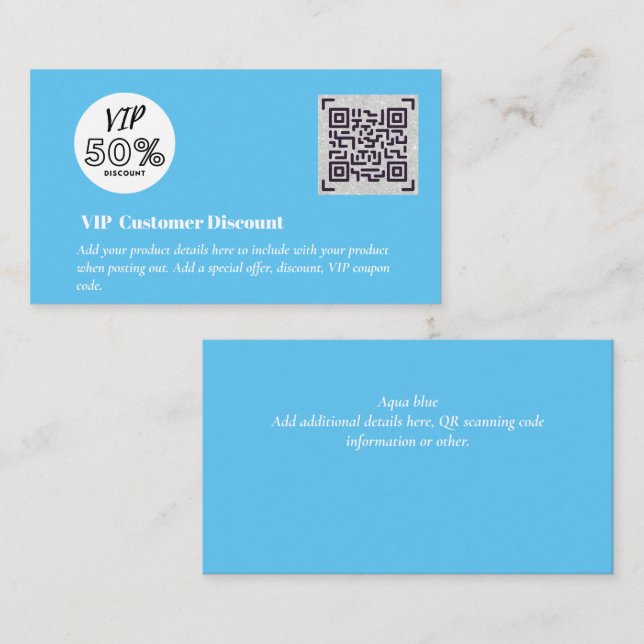 Create Customer VIP Discount Packaging QR Codes Enclosure Card (Front/Back)