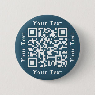 Create Eucalyptus Blue Website URL Scan Me QR Code 6 Cm Round Badge