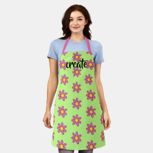 Create Fun Floral Green and Pink Apron