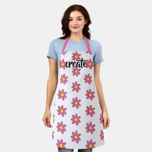 Create Fun Floral White and Pink Apron