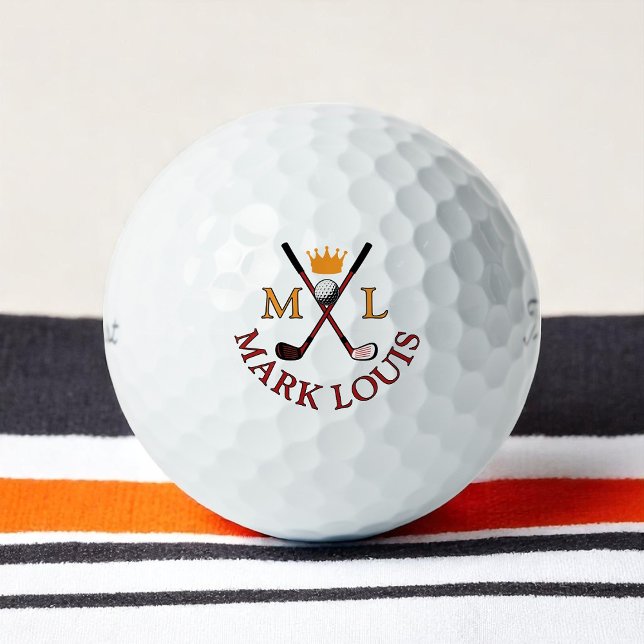 Create Golfer Logo Crossed Clubs King Crown  Golf Balls (Creator Uploaded)