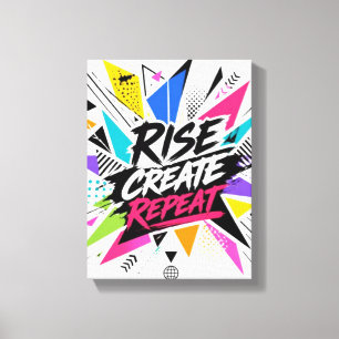 Create Grow Repeat Motivational Typography – Colou Canvas Print