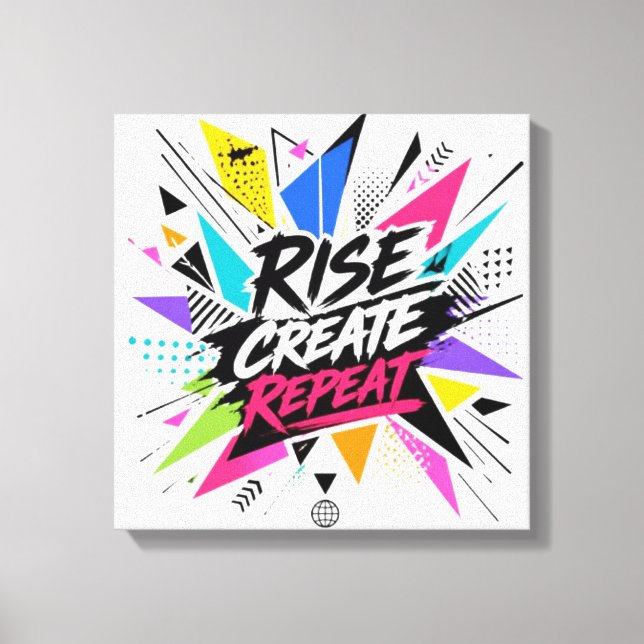 Create Grow Repeat Motivational Typography – Colou Canvas Print (Front)