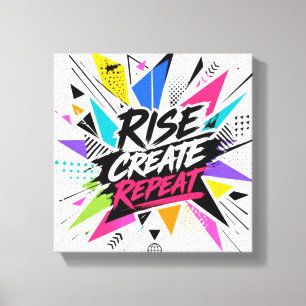Create Grow Repeat Motivational Typography – Colou Canvas Print