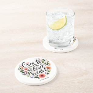 Create in Me a clean Heart floral Coaster