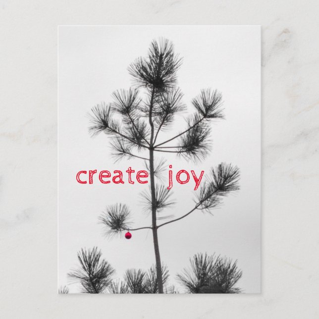Create Joy Christmas Holidays Pine Tree Ornament Postcard (Front)