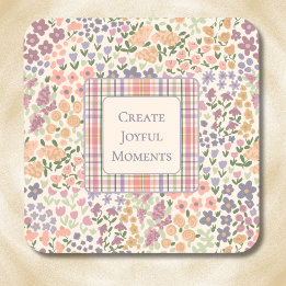 Create Joyful Moments Floral Plaid Coaster Set