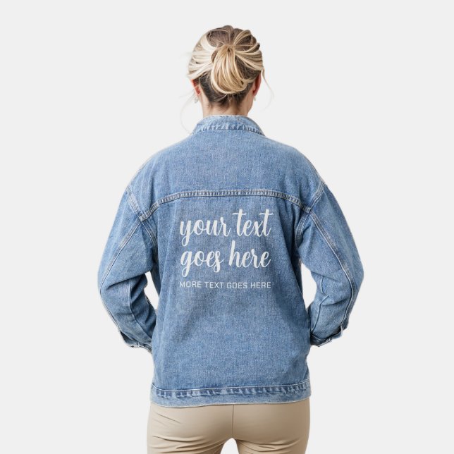 Create Make Your Own Design Womens Script Template Denim Jacket (Model)