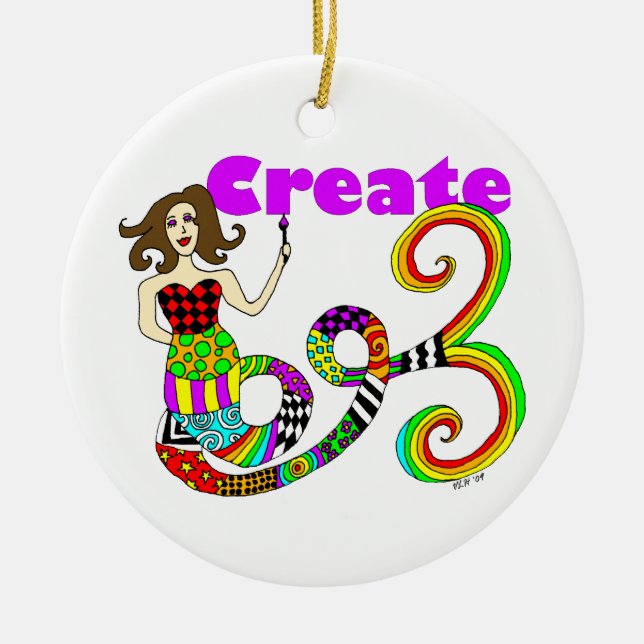 Create Mermaid Ceramic Tree Decoration (Front)