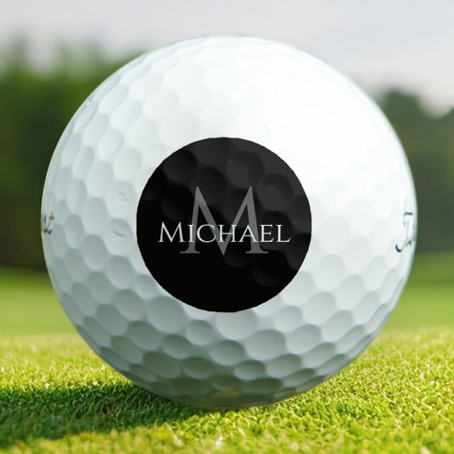 Create Monogram Name Initial Elegant Black Golf Balls (Custom Monogram Black & Gray Golf Balls – Elegant Initial & Name Design for Stylish Play)
