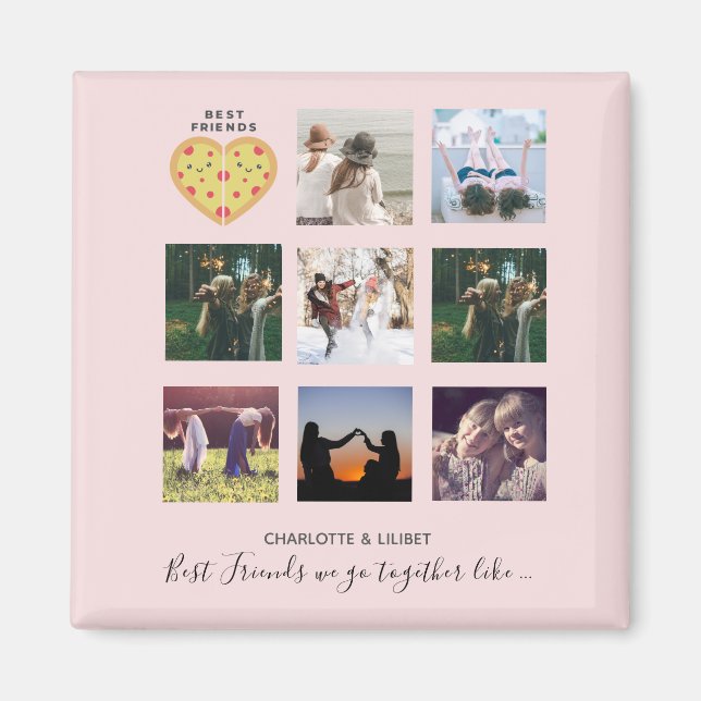 Create Own BFF Photo Collage Pizza Gift Magnet (Front)