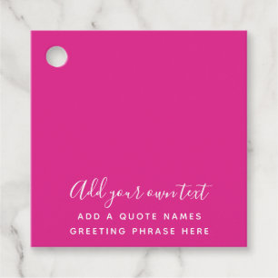 Create Own CERISE PINK Custom Text Personalised Favour Tags