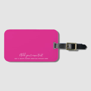 Create Own CERISE PINK Custom Text Personalised Luggage Tag