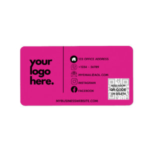 Create Own CERISE PINK QR CODE Business Card Logo Label
