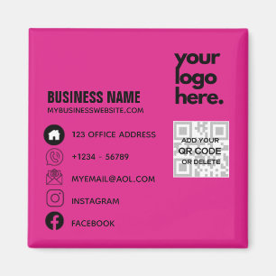 Create Own CERISE PINK QR CODE Business Card Logo Magnet