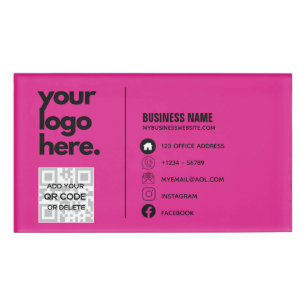 Create Own CERISE PINK QR CODE Business Card Logo Name Tag
