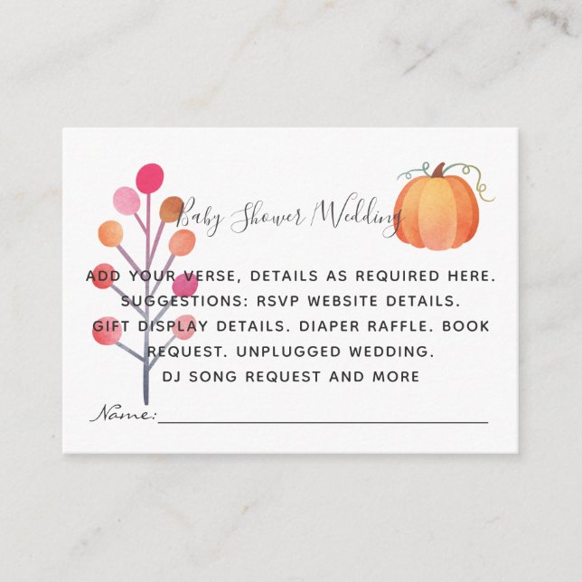 Create Own Event Details Inserts - Fall Pumpkin (Front)