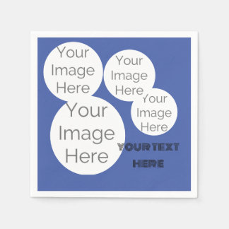 create own paper photo text napkin template blue