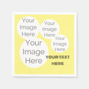 create own paper photo text napkin template yellow