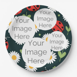 create own paper photo text template ladybug paper plate
