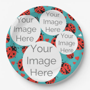create own paper photo text template ladybug plate