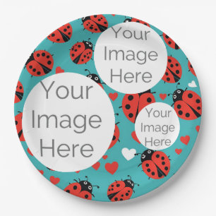 create own paper photo text template ladybug plate