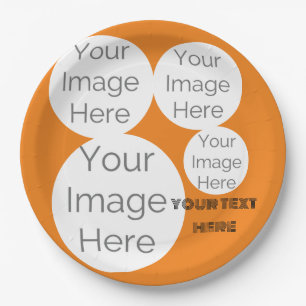 create own paper photo text template orange plate